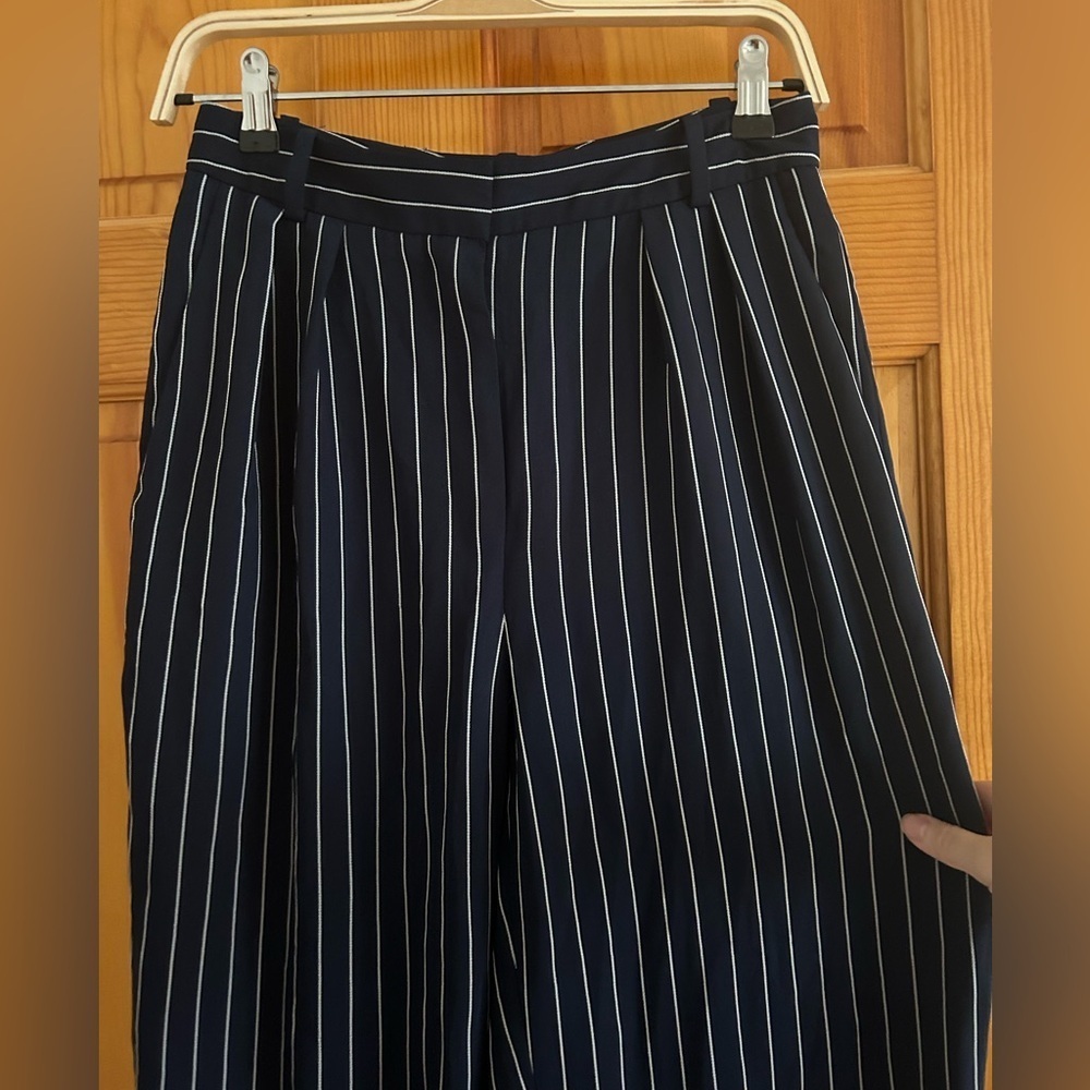 Aritzia Babaton Modesto Dark Blue Pinstripe High Waisted Cropped Pants - Picture 7 of 7